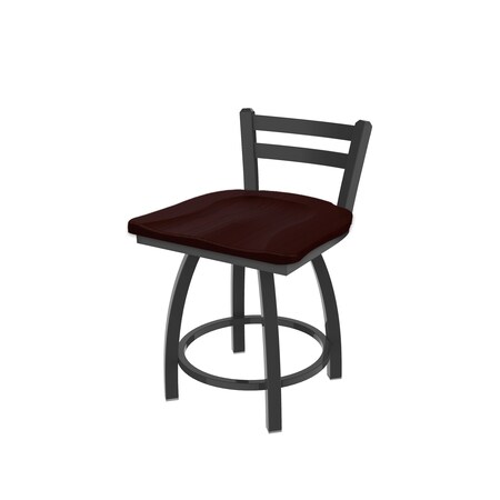 Holland Bar Stool Co 18" Low Back Swivel Vanity Stool, Pewter Finish, Dark Cherry Oak Seat 41118PWDCOak